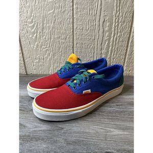 Men 9.5 Women 11 Vans Shoes Sneakers Unisex Blue Red Green Gold Colorblock